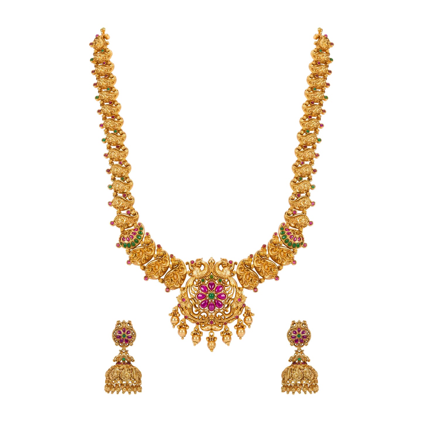 Majestic Temple-Inspired Long Necklace Set