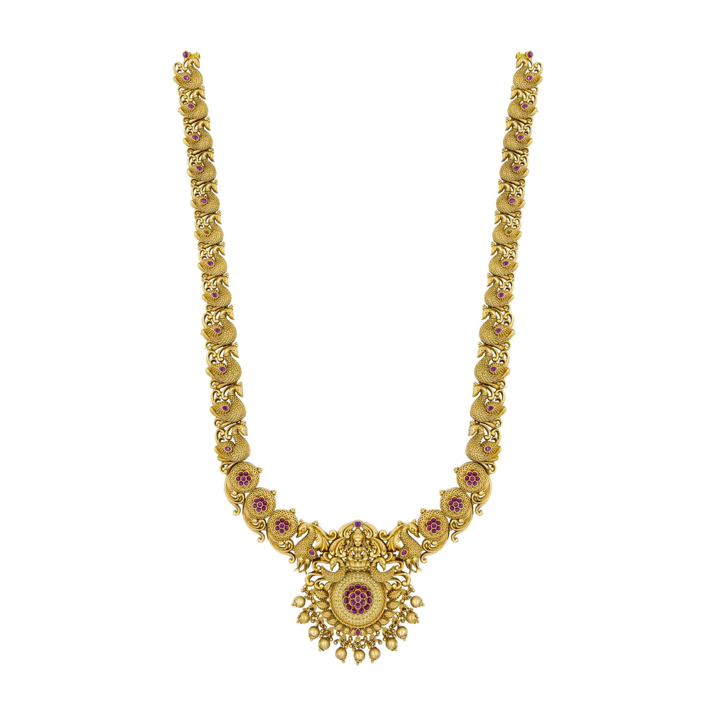Antique Laxmi Mata Long Temple Necklace Set