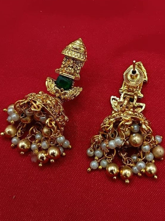 Set of 2 Gold-Plated Stone-Studded Necklace with Earrings