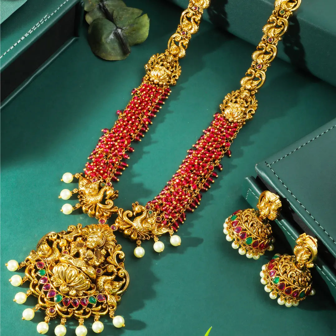 Lakshmi-Peacock Long Necklace Set