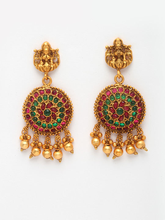Gold-Plated Stone Studded & Beaded Jewellery Set
