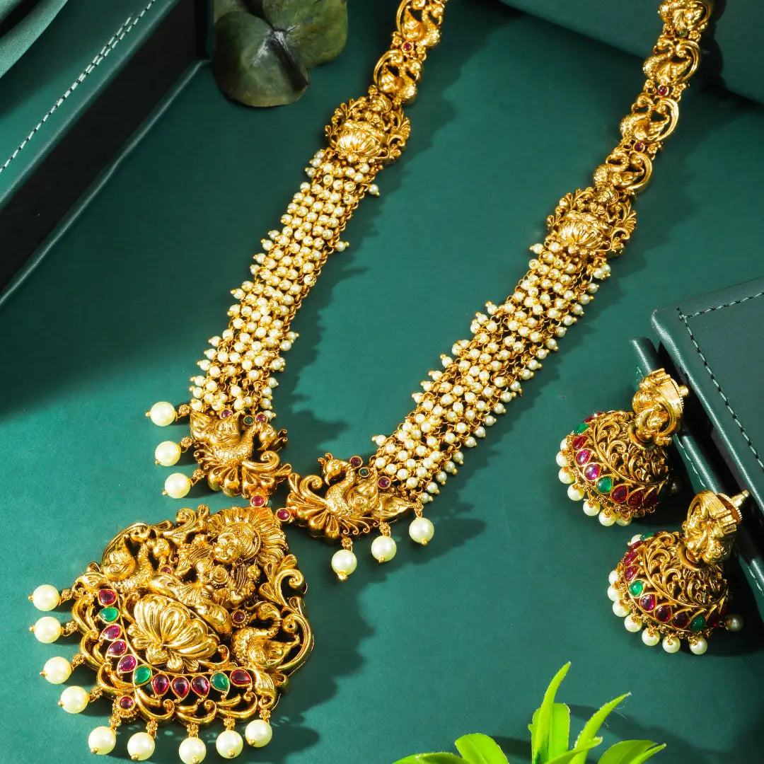 Lakshmi-Peacock Long Necklace Set