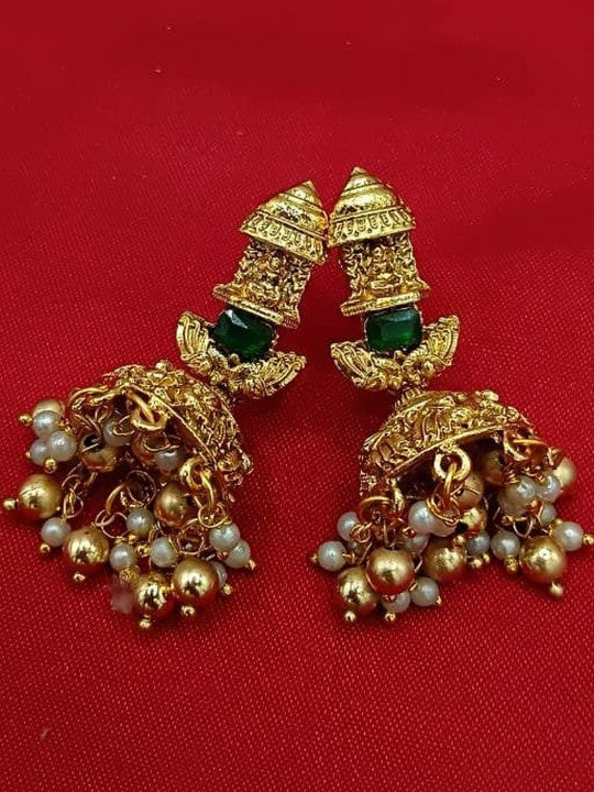 Set of 2 Gold-Plated Stone-Studded Necklace with Earrings