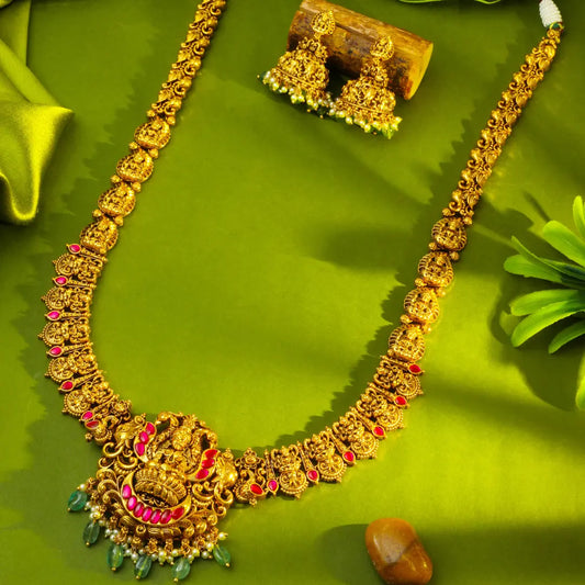 Divine Lakshmi Temple Long Necklace Set