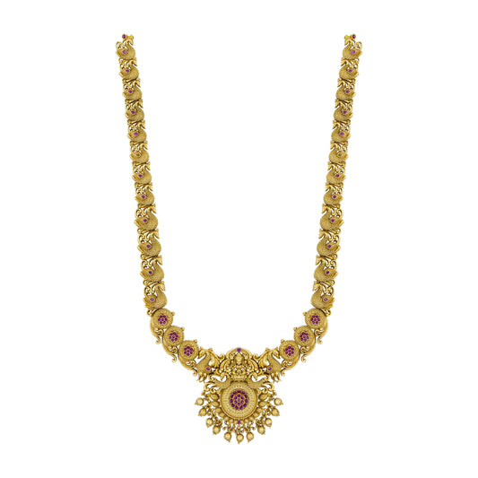 Antique Laxmi Mata Long Temple Necklace Set