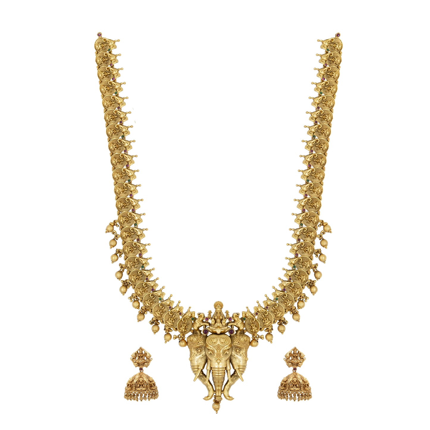 Antique Gold Lakshmi & Elephant Necklace Set